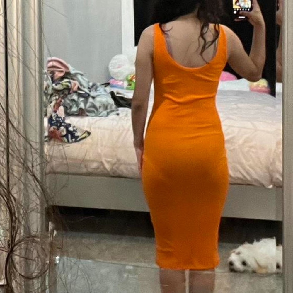 Vibrant Orange Sleeveless Dress